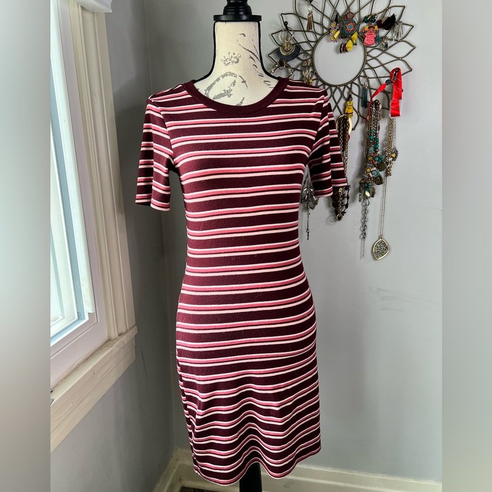 Pink striped bodycon dress